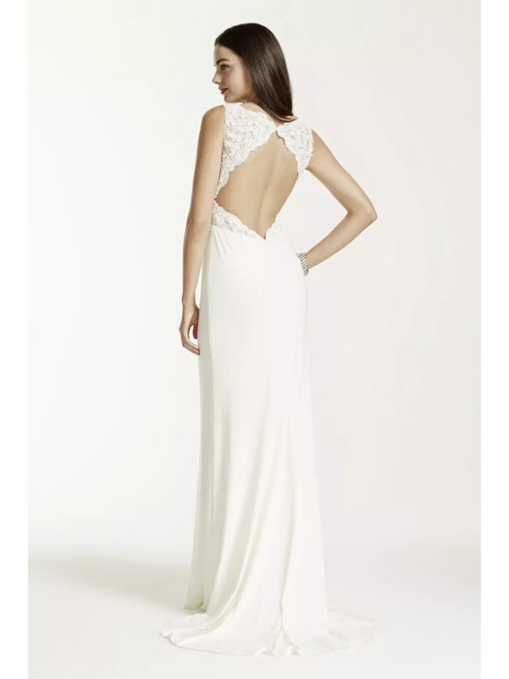 NWT DB Studio Ivory Jersey Sheath Dress with Illusion Waist & Back Bridal Size 4